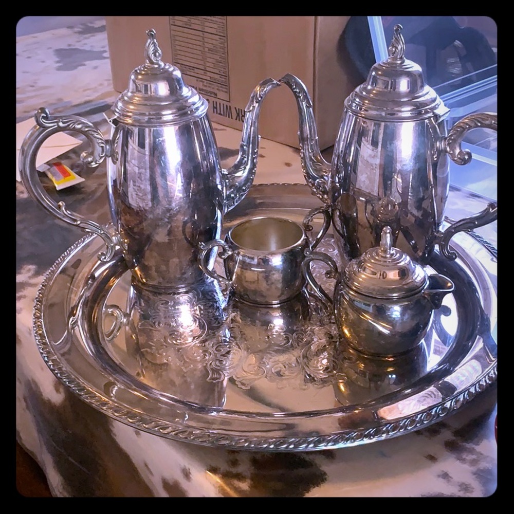 5 piece silver tea set